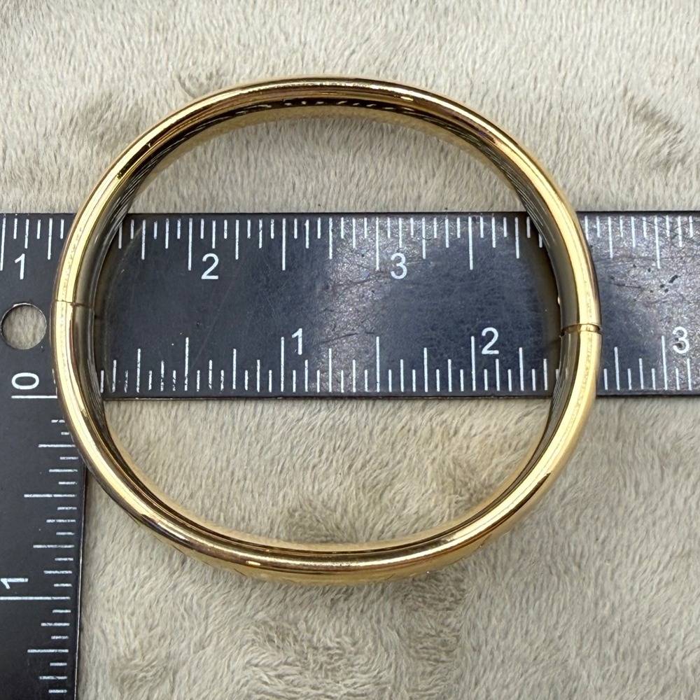 Vintage Bangle Bracelet Gold Tone 7.5" - Picture 8 of 11